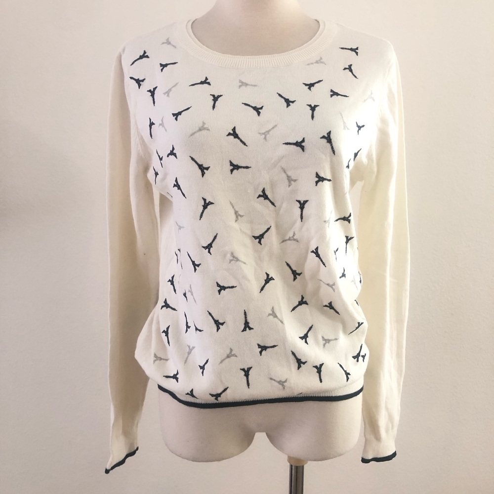 Elle Women Pullover Crewneck Sweater Eiffel Tower Paris Print